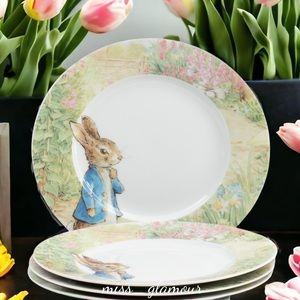 Set of 4 Peter Rabbit World of Beatrix Potter Spring Garden Meadow Salad plates
